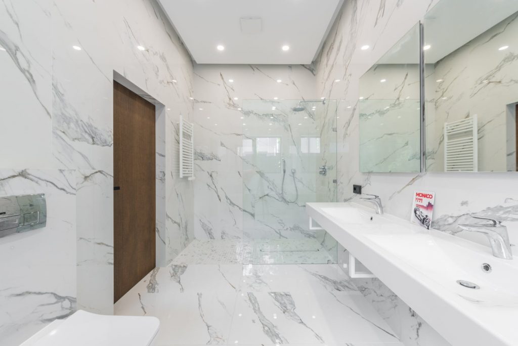 Image of Marble Walls Inside a Bathroom