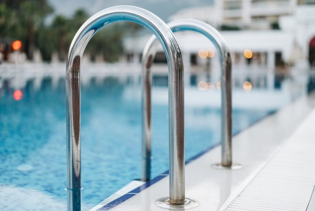 Image of Stainless Steel Pool Railings in Close Up Photography